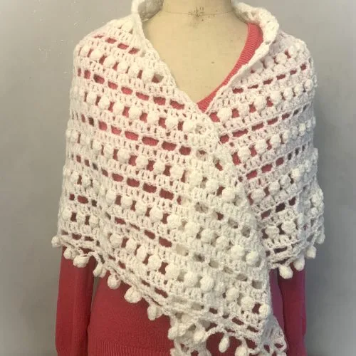 Châle Neige - Douceur de pompons